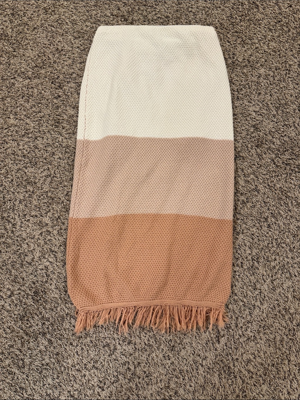 Petal & Pup White, Beige & Tan Colorblock Fringe Pencil Skirt - Picture 1 of 4